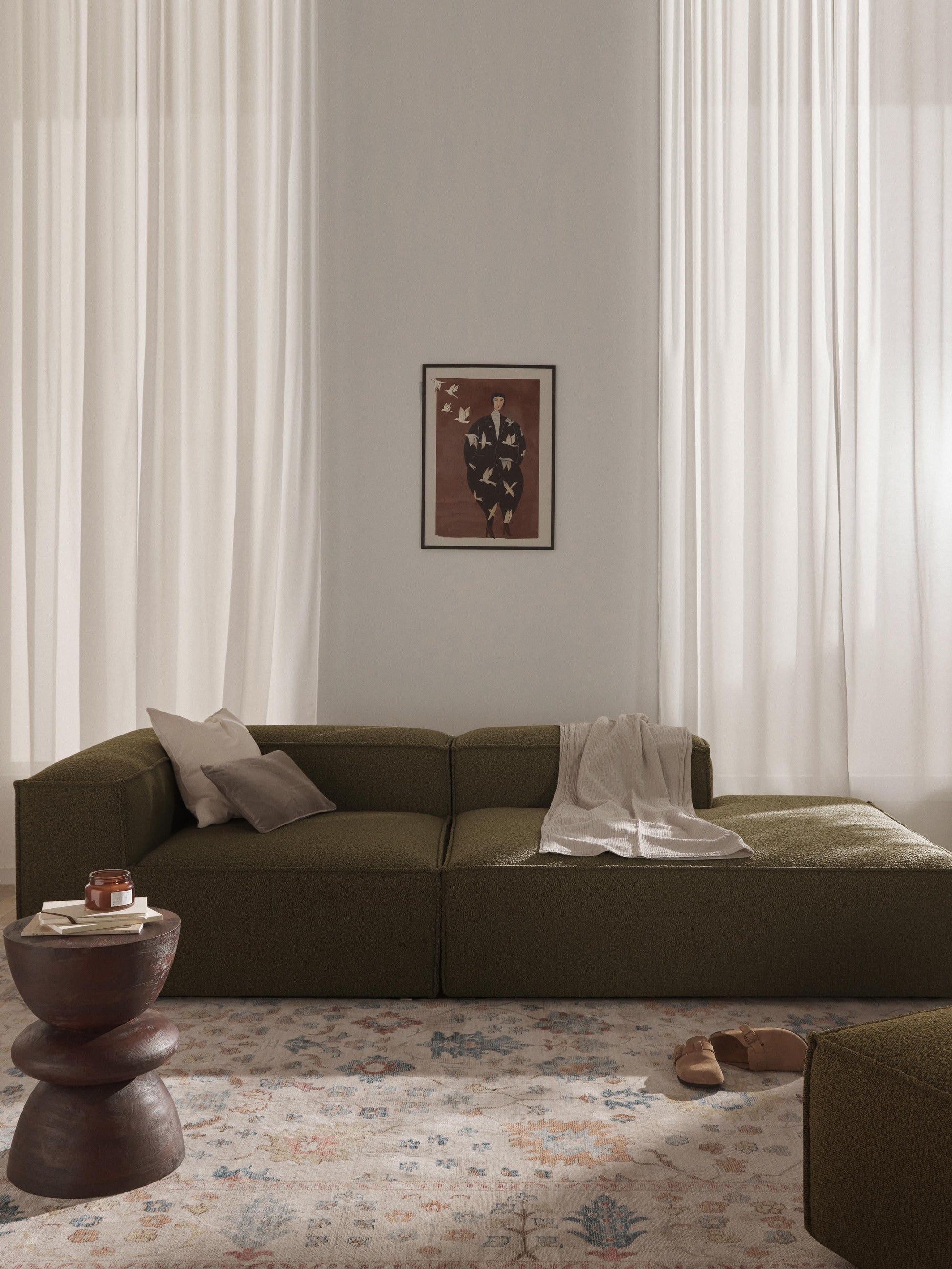 Simpales Lennon Bouclé Ottoman, Modular