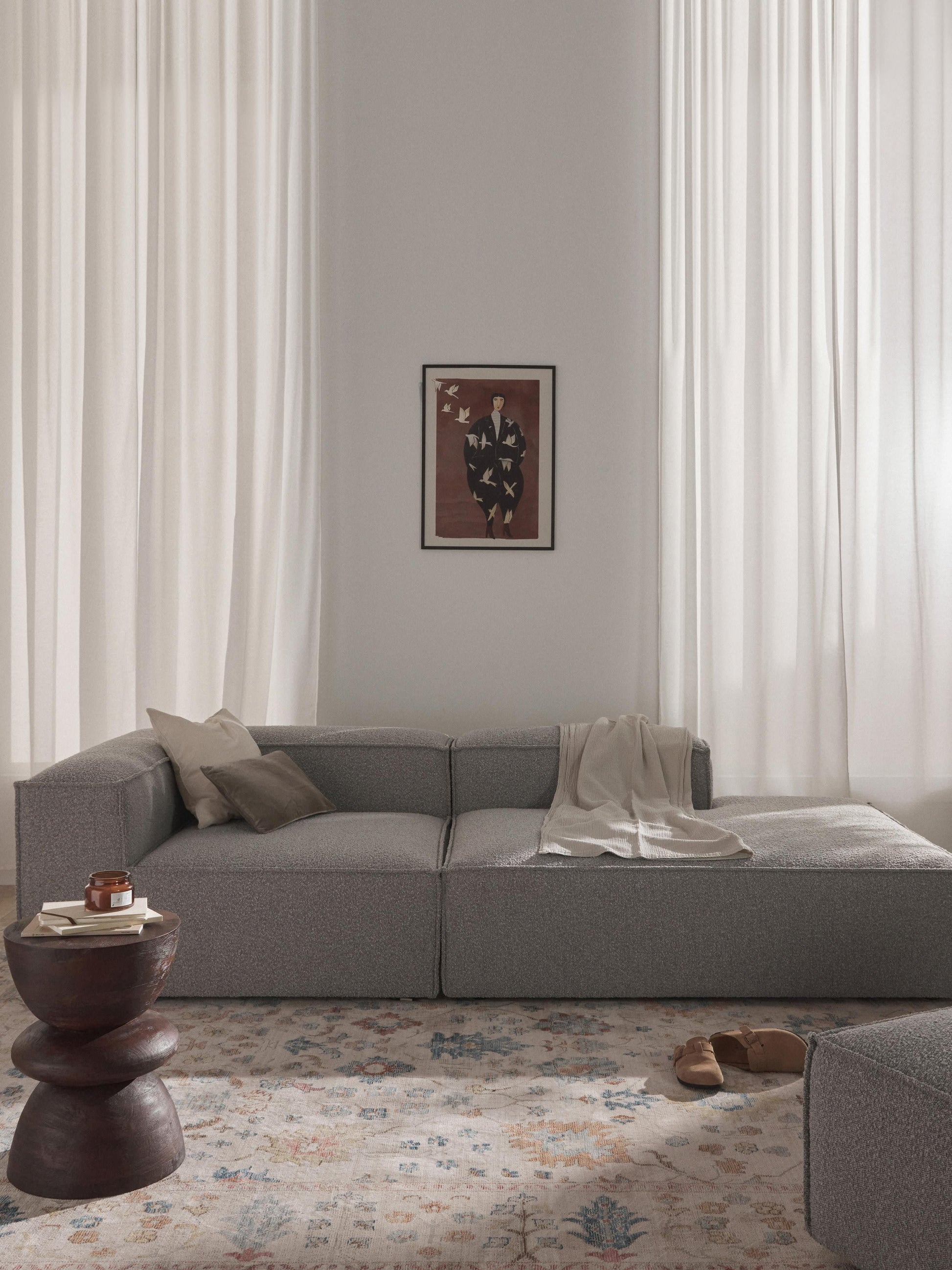 Simpales Lennon Bouclé Ottoman, Modular