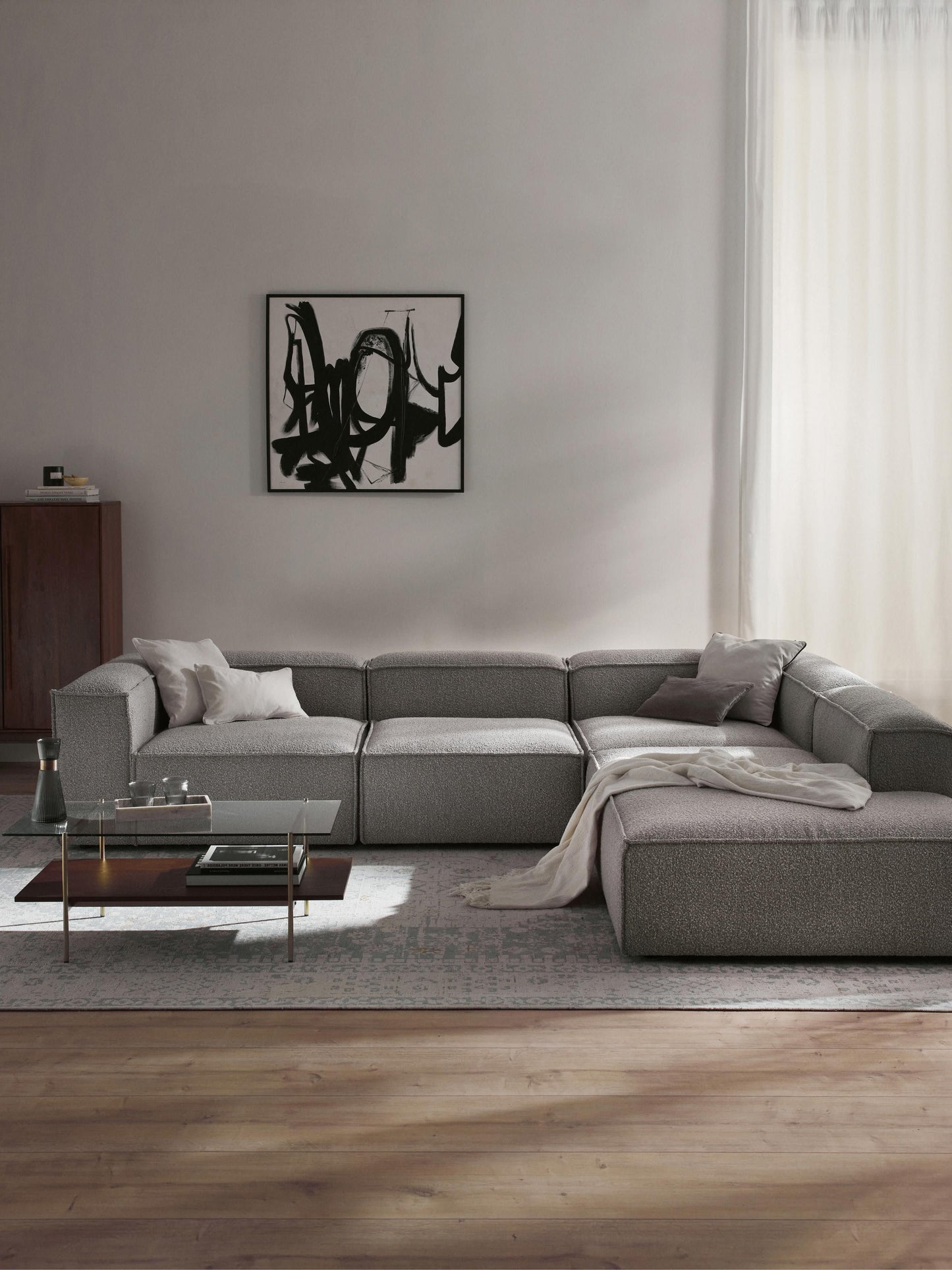 Simpales Lennon Bouclé XL Modular Corner Sofa, 4-Seater