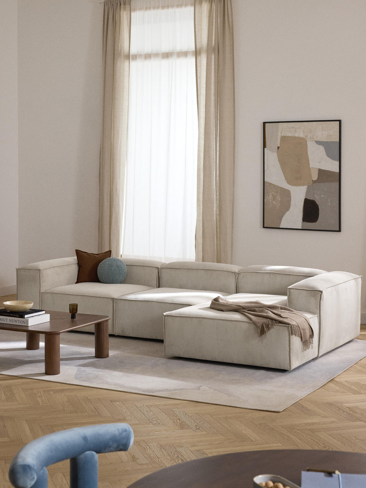 Simpales Lennon Corduroy Modular Corner Sofa, 4-Seater