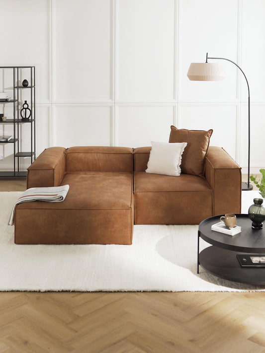 Simpales Lennon Leather Modular Corner Sofa, 2-Seater