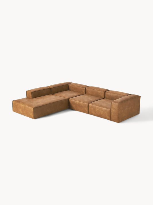Simpales Lennon Leather XL Modular Corner Sofa, 4-Seater
