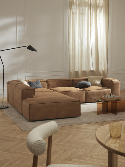 Simpales Lennon Leather XL Modular Corner Sofa, 4-Seater