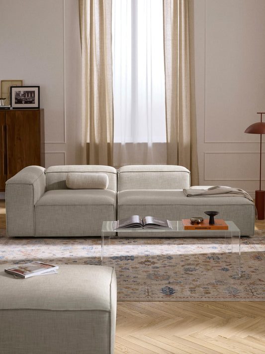 Simpales Lennon Linen Blend Ottoman, Modular