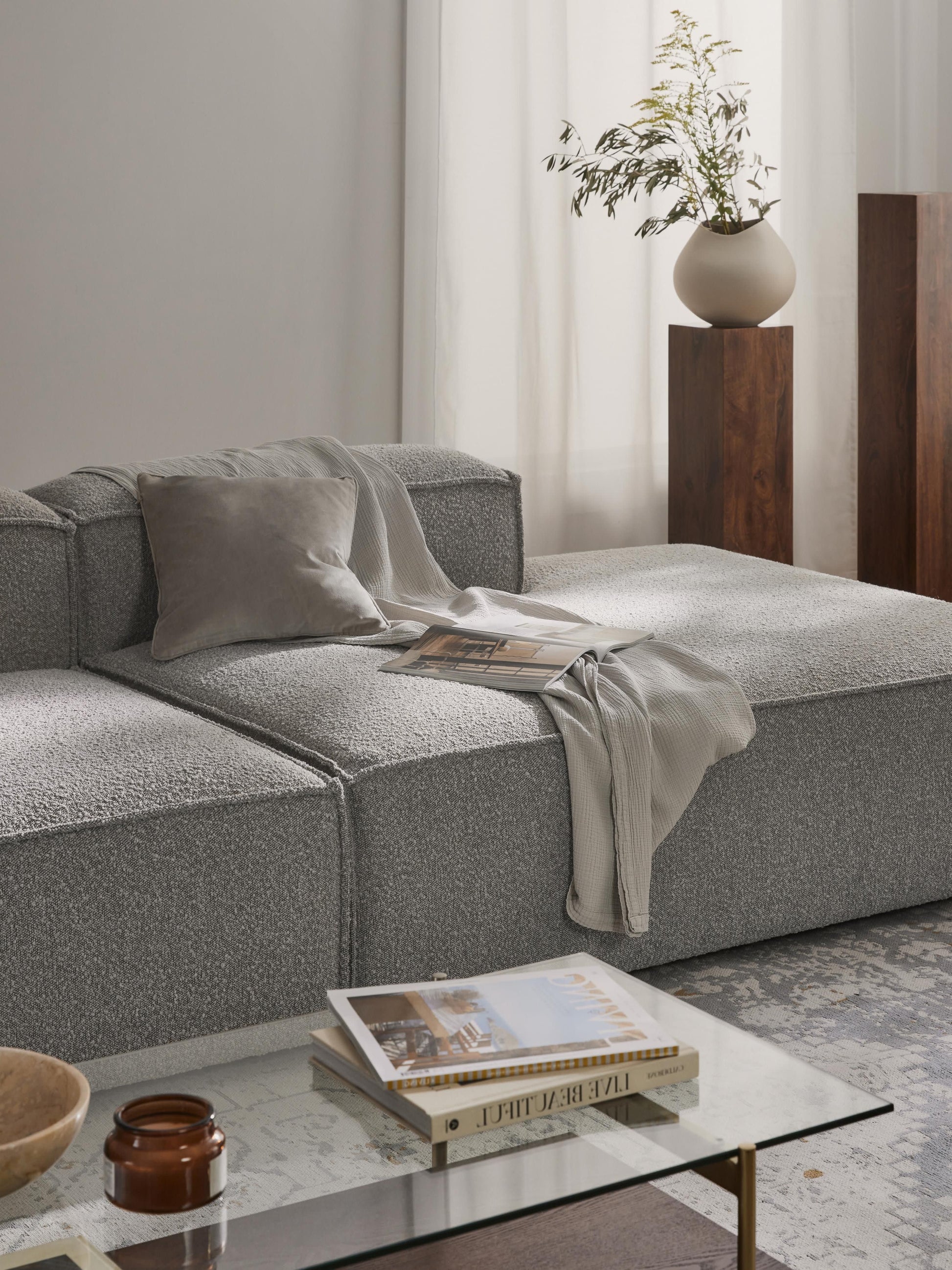 Simpales Lennon Ottoman Module, Bouclé