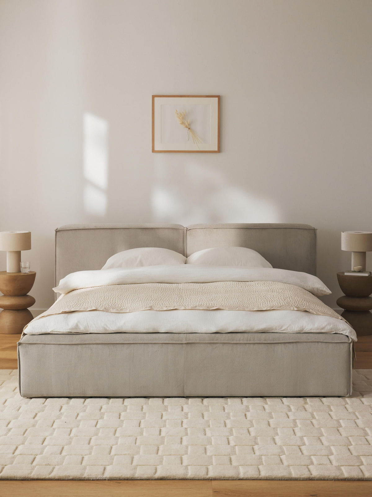 Simpales Lennon Storage Bed, Upholstered in Corduroy