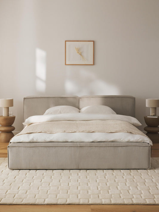 Simpales Lennon Storage Bed, Upholstered in Corduroy