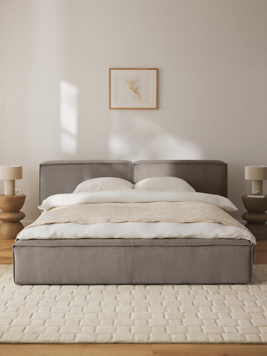 Simpales Lennon Storage Bed, Upholstered in Corduroy
