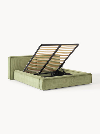 Simpales Lennon Storage Bed, Upholstered in Corduroy