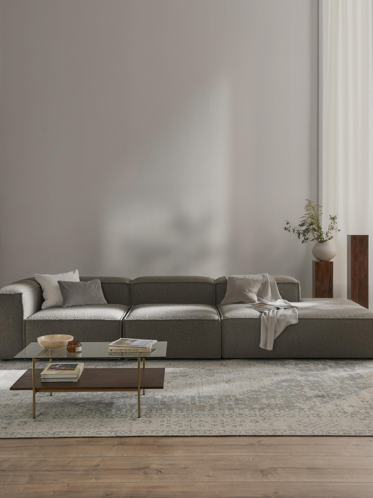 Simpales Lennon XL Modular Ottoman, Bouclé