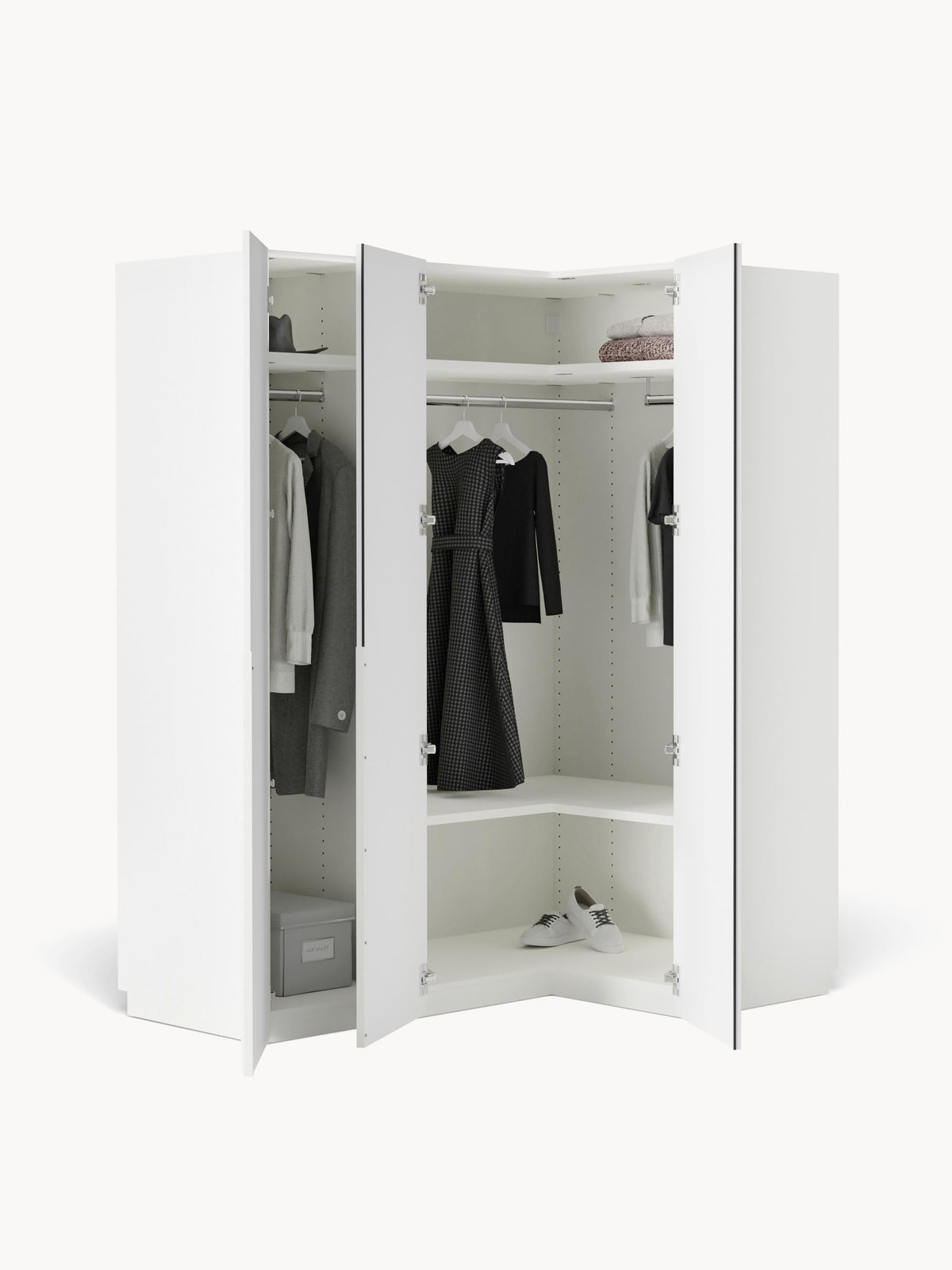 Simpales Leon Modular Wardrobe for Corners, 165 cm Wide, in Various Sizes