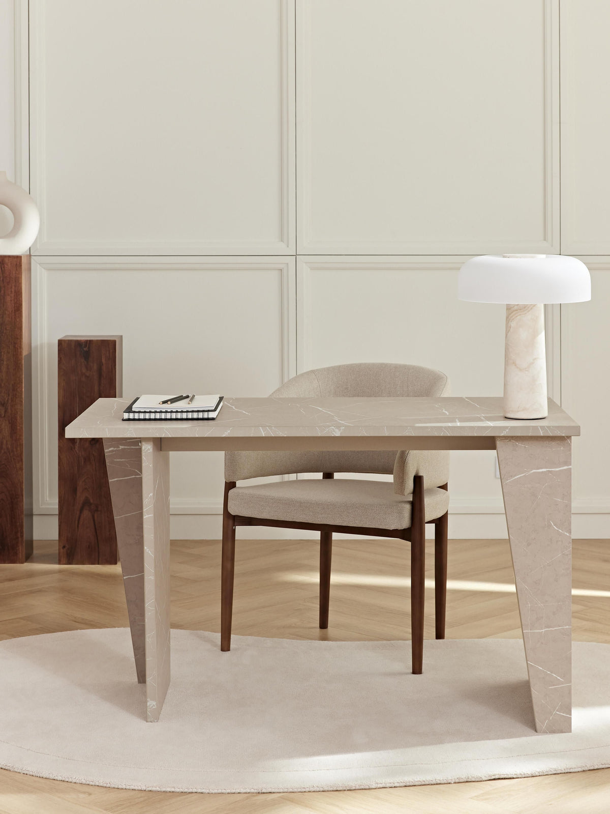 Simpales Liam Desk with Travertine Look