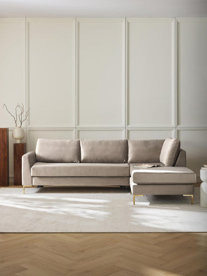 Simpales Luna Sofa Bed in Velvet with Mattress, 3-Seater