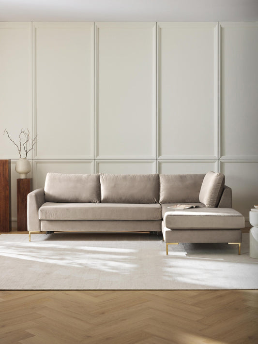 Simpales Luna Sofa Bed in Velvet with Mattress, 3-Seater