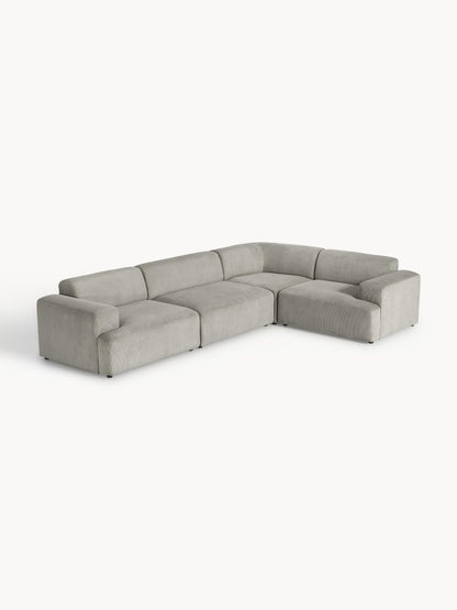 Simpales Melva Corduroy Corner Sofa (4-Seater), Large