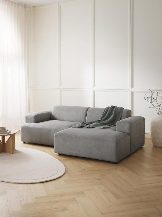 Simpales Melva Corner Sofa in Corduroy, 3-Seater
