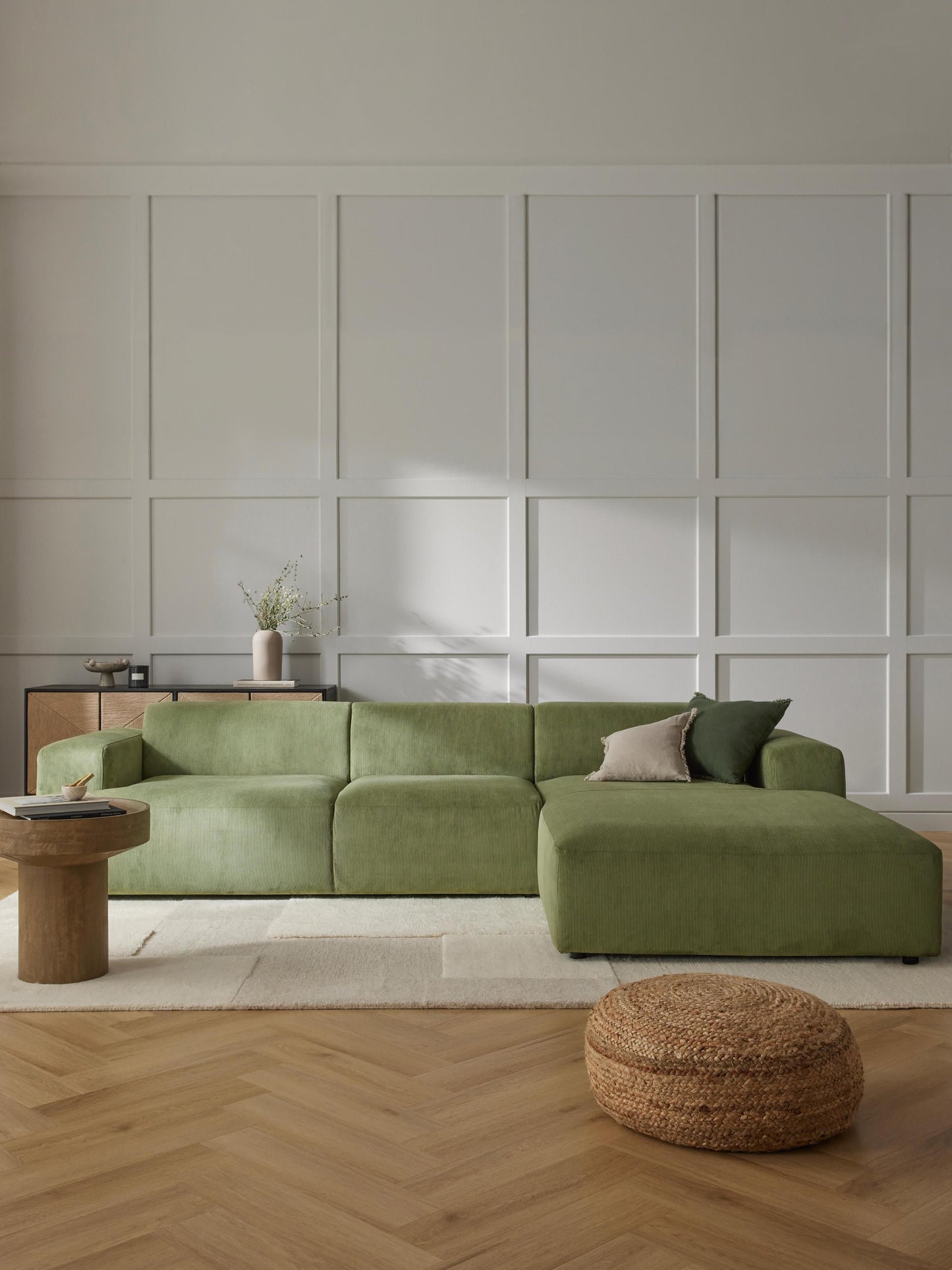 Simpales Melva Corner Sofa in Corduroy, 4-Seater