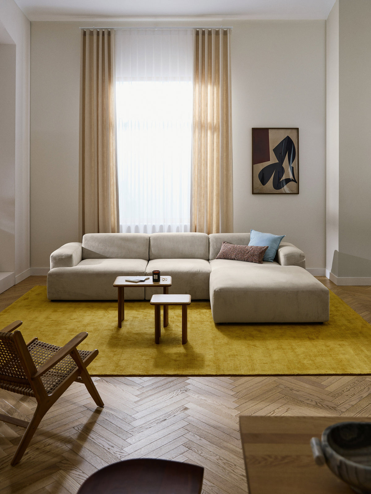 Simpales Melva Corner Sofa in Corduroy, 4-Seater