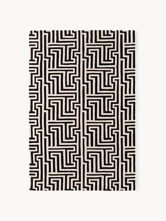 Simpales Monty Wool Rug, Hand-Tufted, with Raised High-Low Texture
