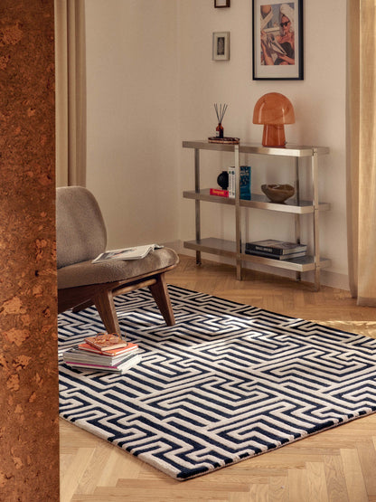 Simpales Monty Wool Rug, Hand-Tufted, with Raised High-Low Texture