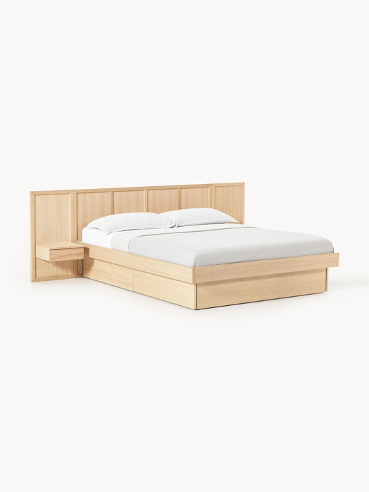 Simpales Nanto Bed in Wood with Bedside Tables and Headboard