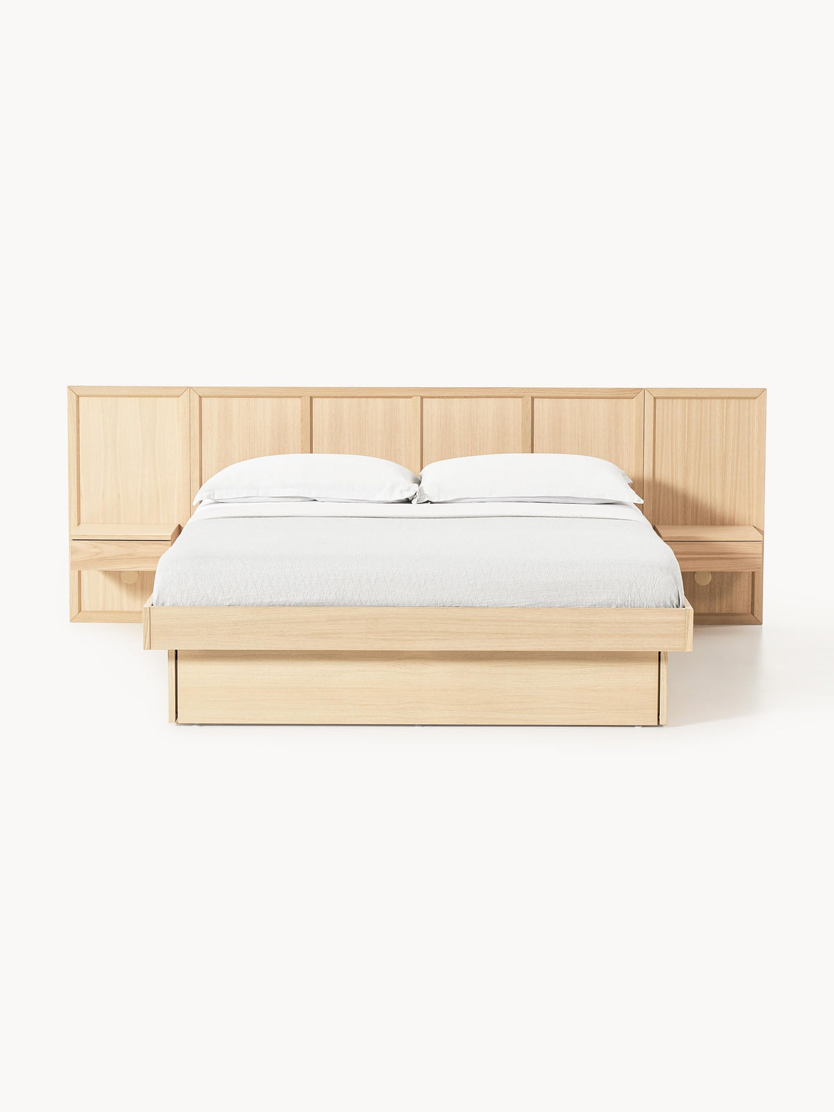 Simpales Nanto Bed in Wood with Bedside Tables and Headboard