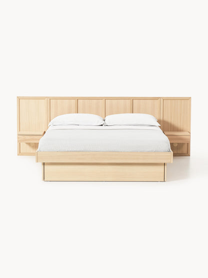 Simpales Nanto Bed in Wood with Bedside Tables and Headboard
