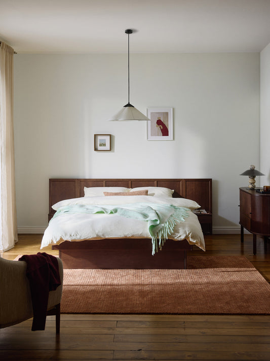 Simpales Nanto Bed in Wood with Bedside Tables and Headboard