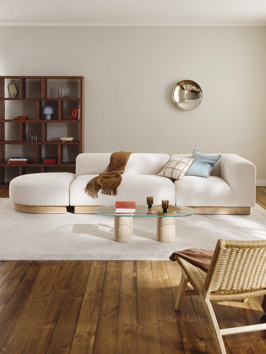 Simpales Natalie Modular Ottoman with Stool, Teddy Bouclé (Left/Right)