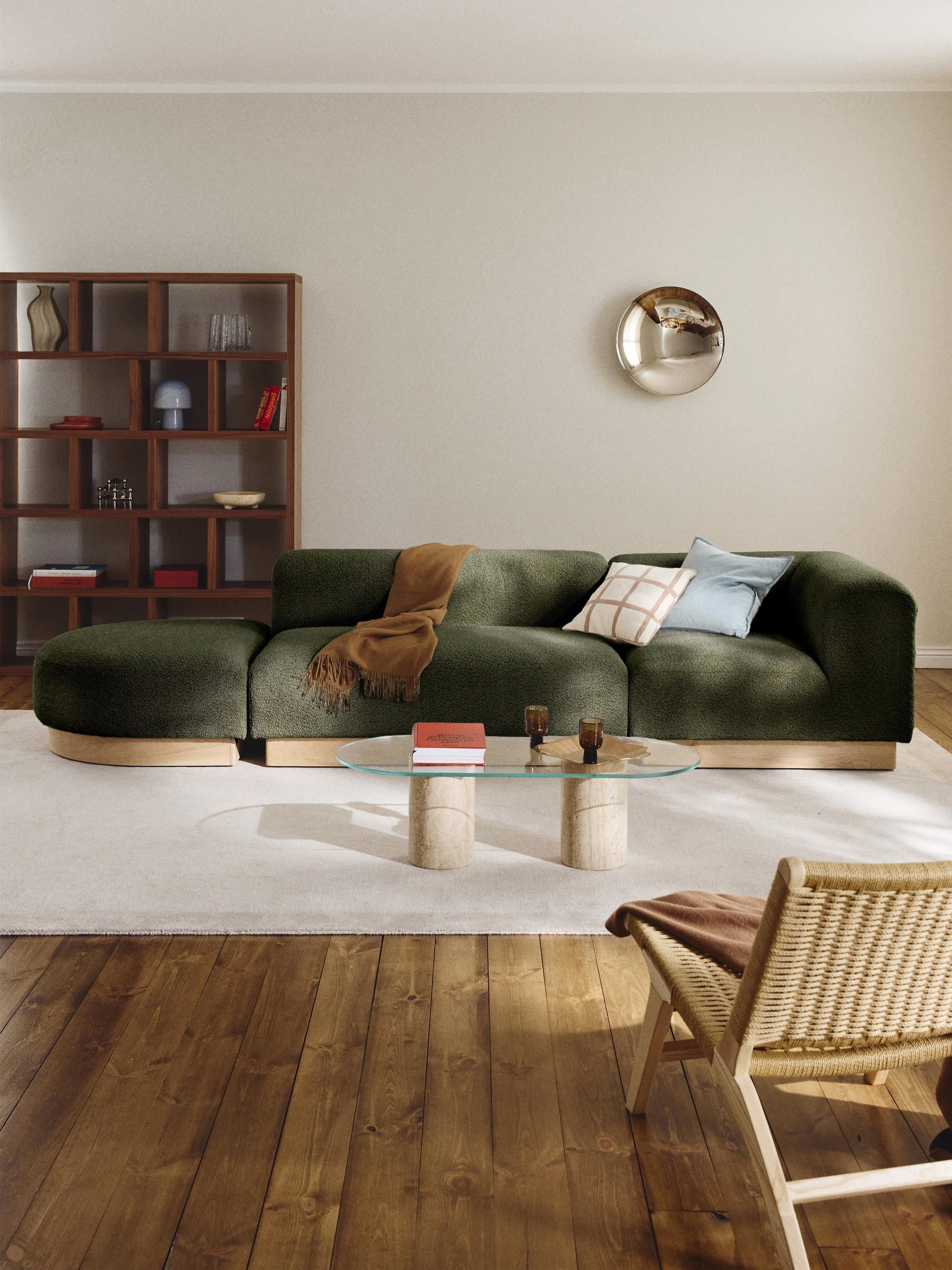 Simpales Natalie Modular Ottoman with Stool, Teddy Bouclé (Left/Right)
