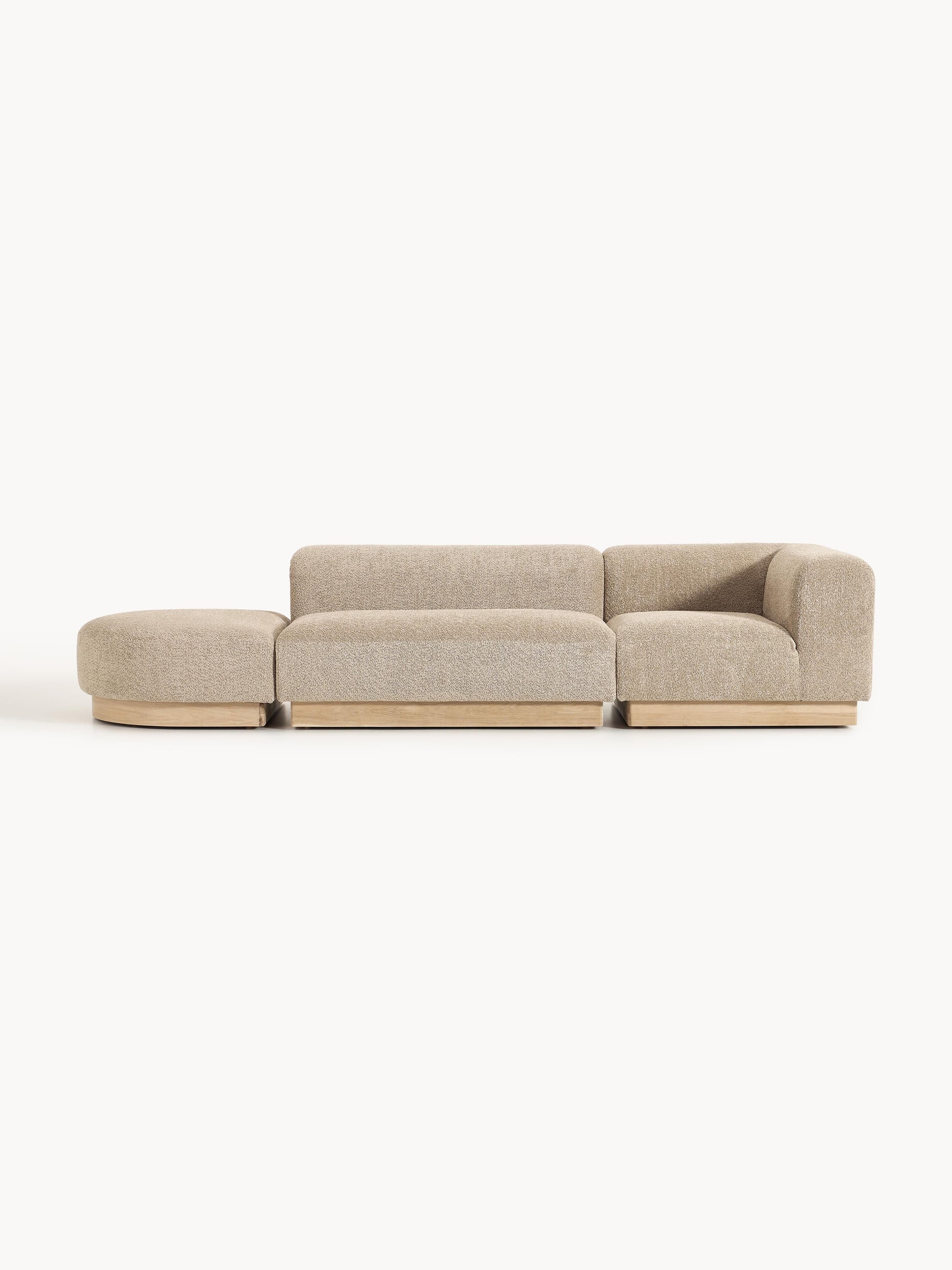 Simpales Natalie Modular Ottoman with Stool, Teddy Bouclé (Left/Right)