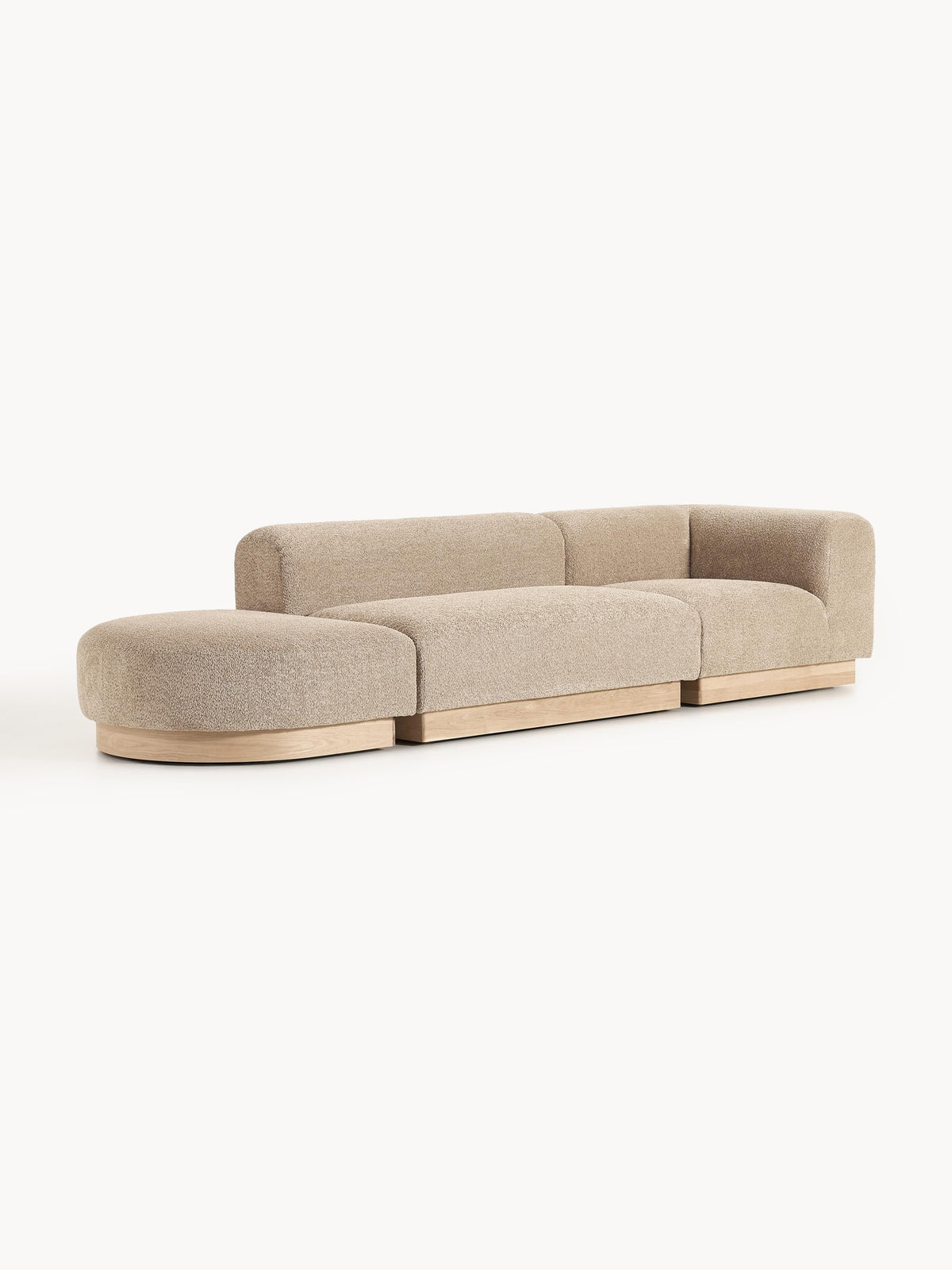 Simpales Natalie Modular Ottoman with Stool, Teddy Bouclé (Left/Right)