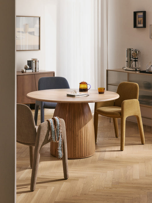 Simpales Nelly Dining Table, Round with Fluted Texture, in Various Sizes