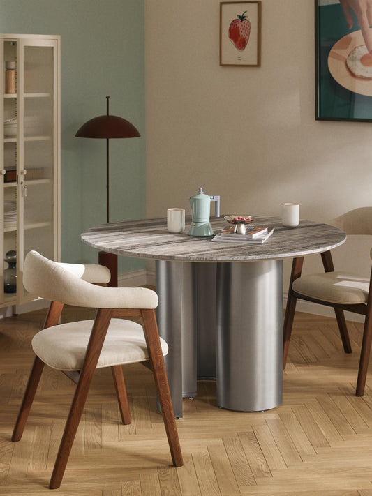 Simpales Noam Dining Table with Marble Tabletop, Round, Ø 120 cm