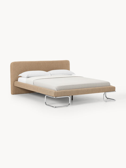 Simpales Olina Bouclé Bed with Metal Legs, Upholstered