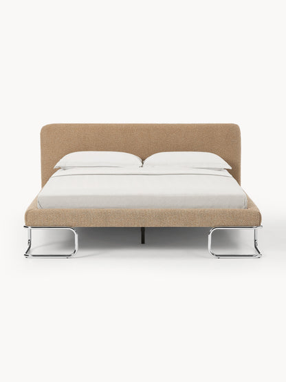 Simpales Olina Bouclé Bed with Metal Legs, Upholstered