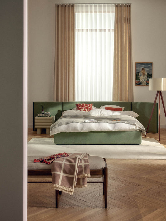 Simpales Otis Bed with Folding Headboard, Upholstered