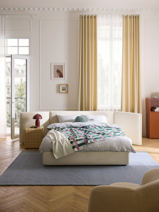 Simpales Otis Bed with Folding Headboard, Upholstered