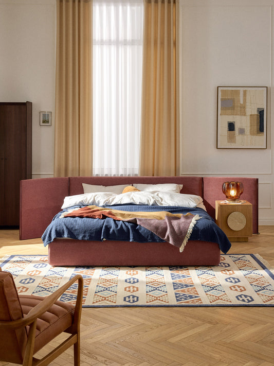Simpales Otis Bed with Folding Headboard, Upholstered