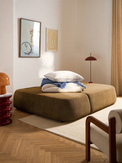 Simpales Pao Sofa Bed with Storage, Teddy Bouclé