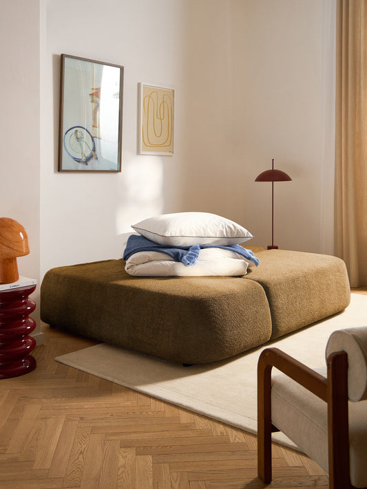 Simpales Pao Sofa Bed with Storage, Teddy Bouclé