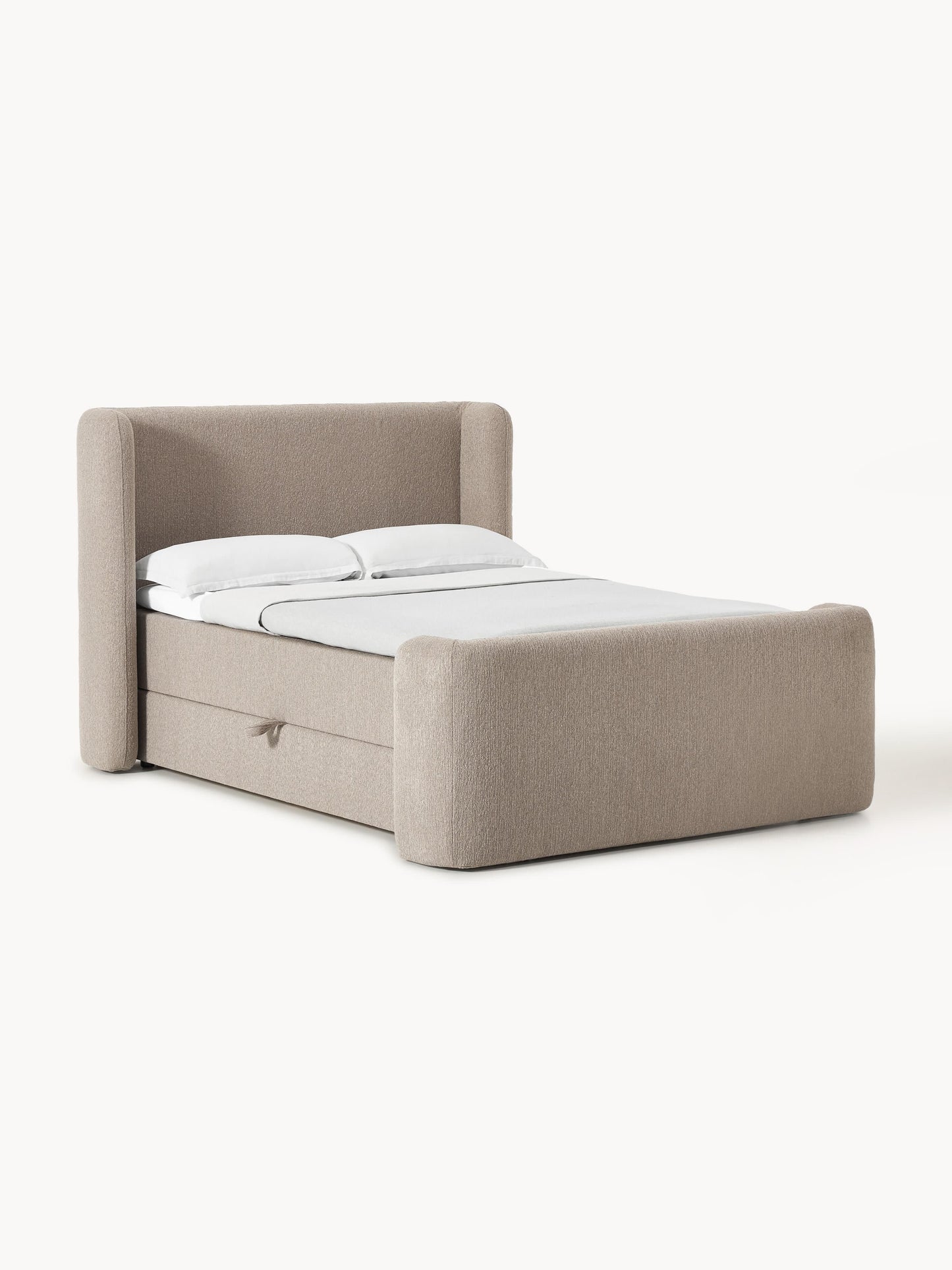Simpales Perla Box Spring Bed with Storage, Bouclé