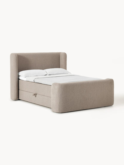 Simpales Perla Box Spring Bed with Storage, Bouclé