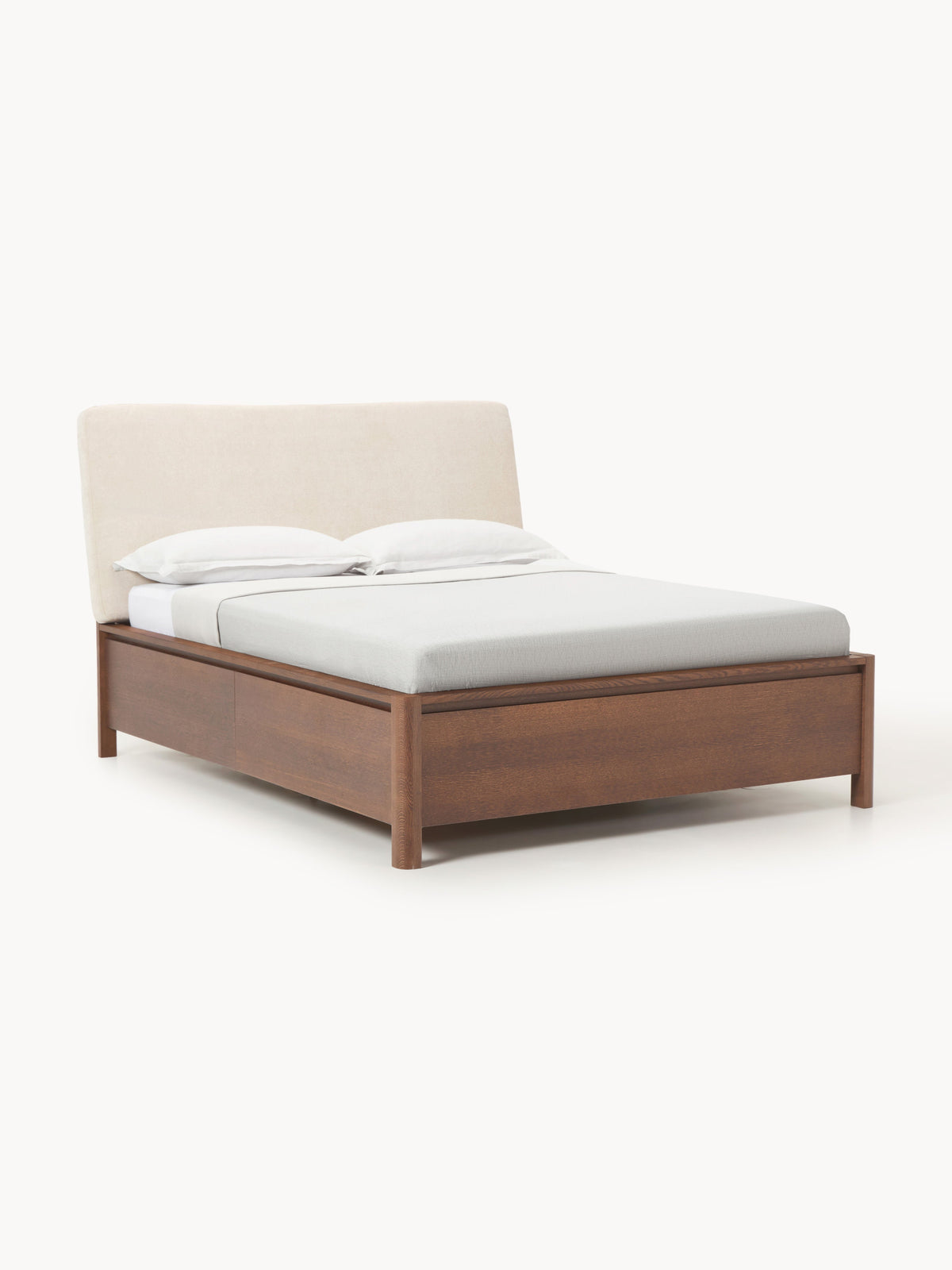 Simpales Santiago Bed in Wood with Upholstered Headboard and Drawers