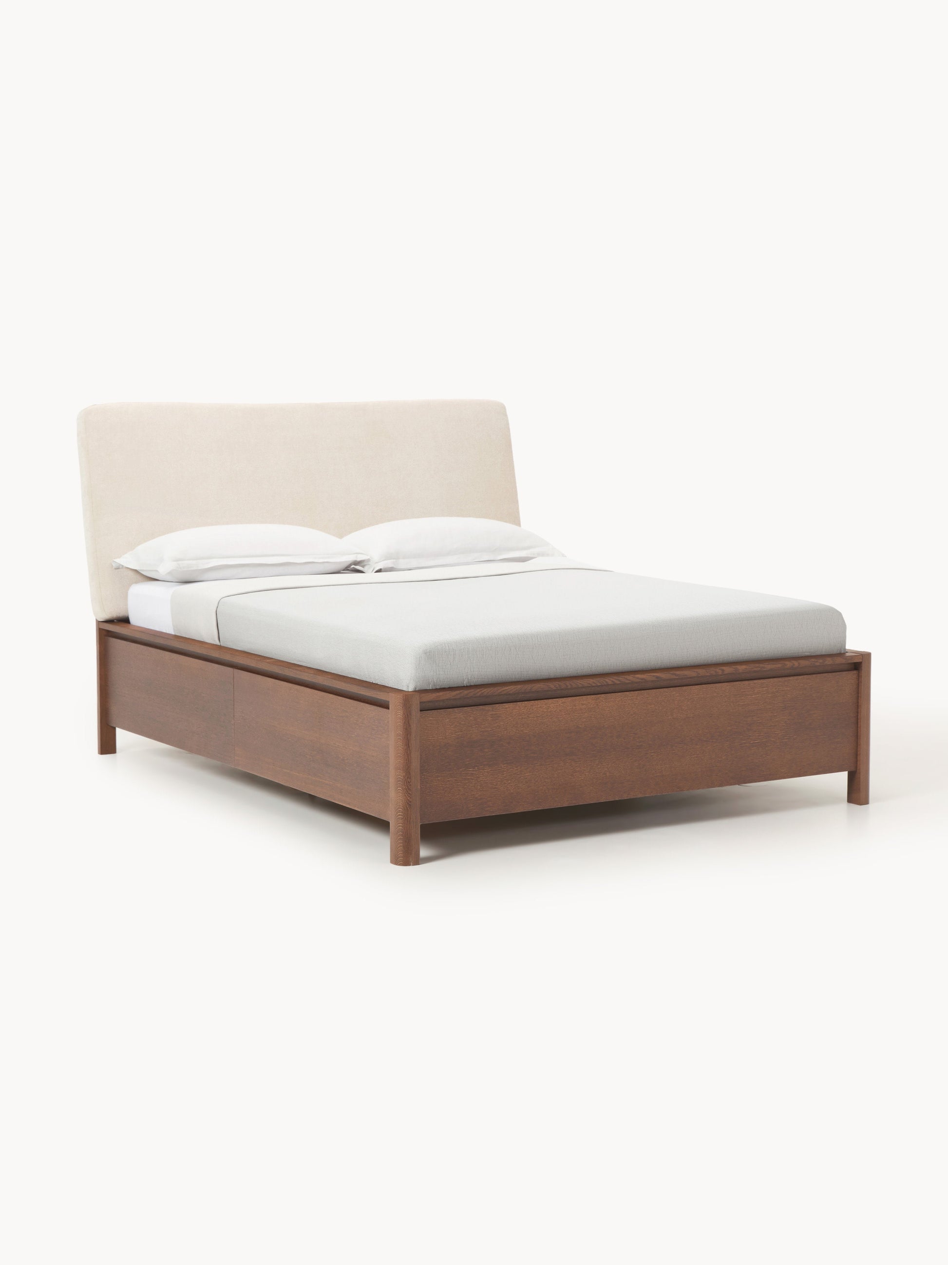 Simpales Santiago Bed in Wood with Upholstered Headboard and Drawers