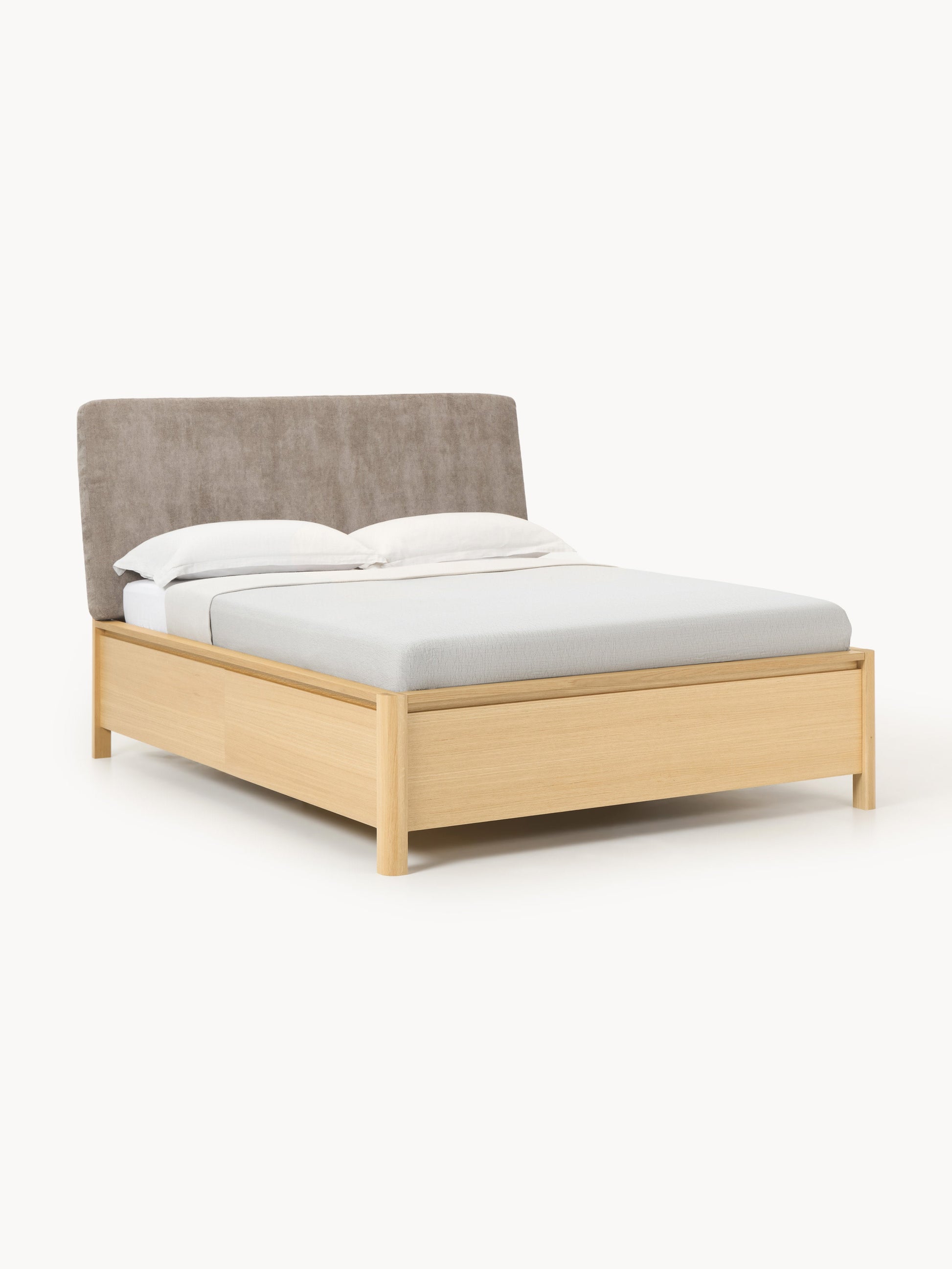Simpales Santiago Bed in Wood with Upholstered Headboard and Drawers