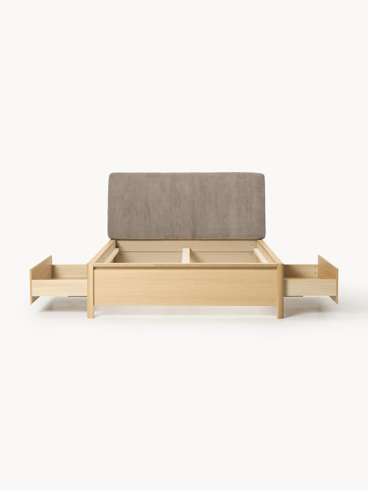 Simpales Santiago Bed in Wood with Upholstered Headboard and Drawers