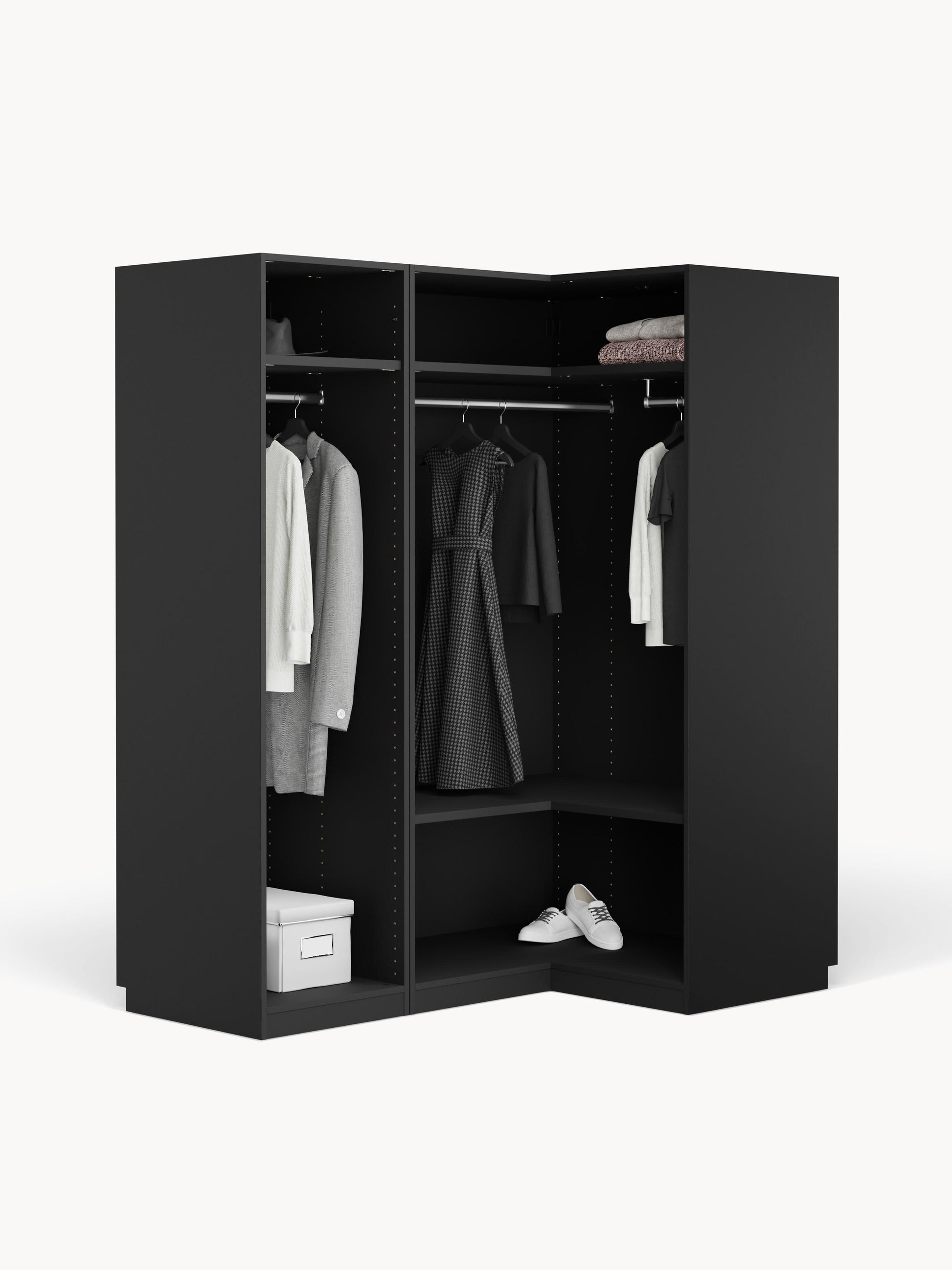 Simpales Simone Modular Wardrobe for Corners, 165 cm Wide, in Various Sizes