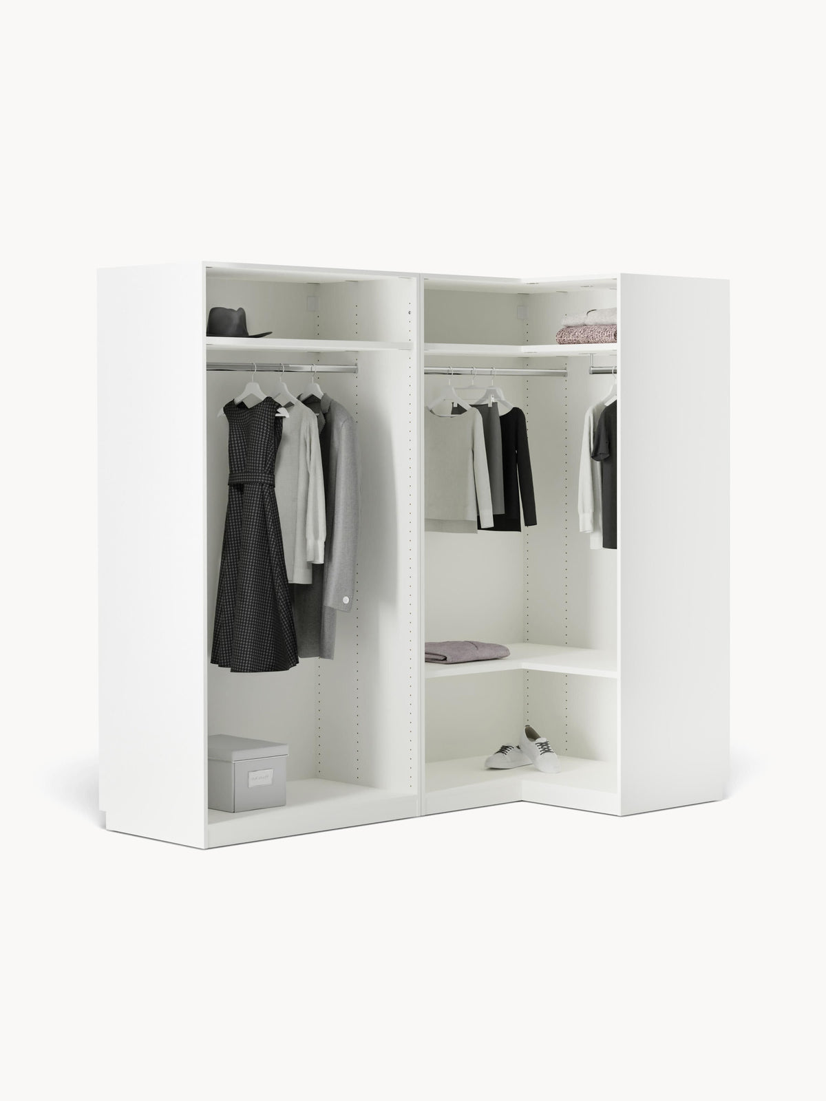 Simpales Simone Modular Wardrobe for Corners, 215 cm Wide, in Various Sizes