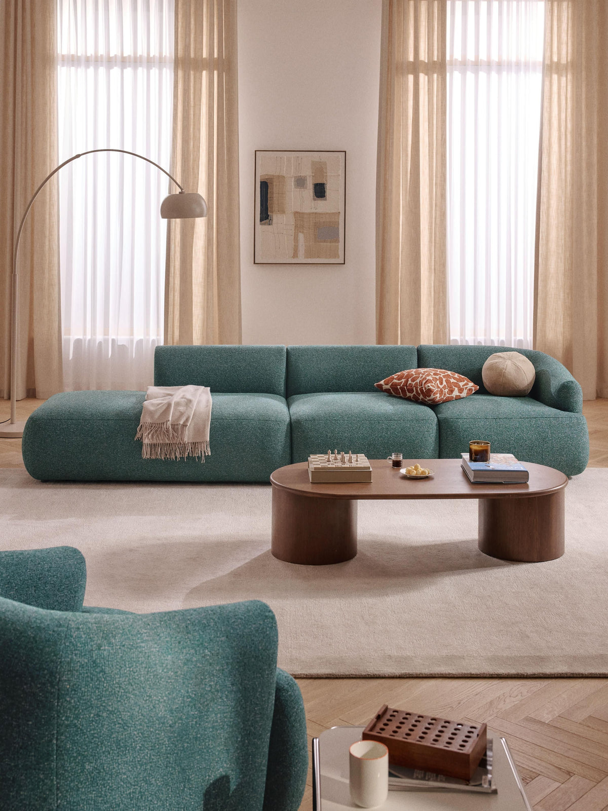 Simpales Sofia Bouclé Chaise (2-Seater), Modular